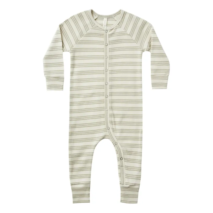 Pyjama Rayé Coton Bio | Vert d'eau- Image produit n°0