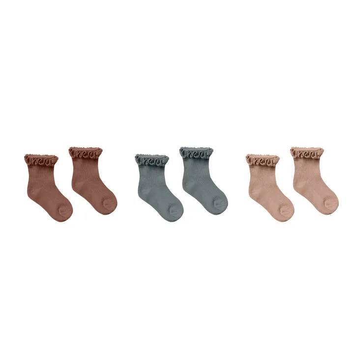Lote de 3 pares de calcetines de canalé con volantes | Camel- Imagen del producto n°0