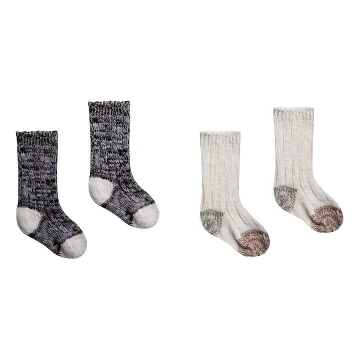 Set of 2 Colourblock Socks | Cream- Product image n°0