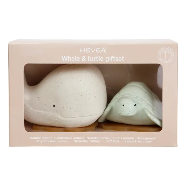 Upcycled Bath Toy Set - Turtle & Whale | Sage