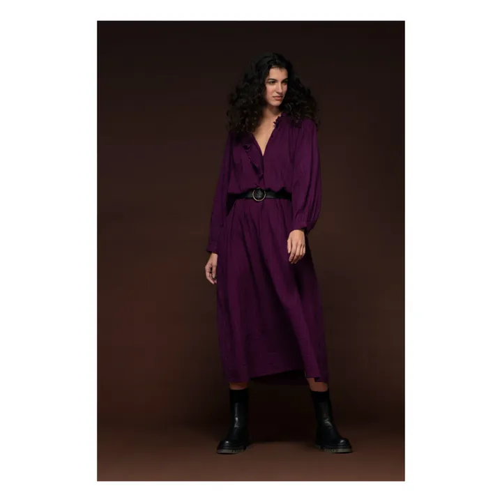 Vestido de algodón Adrien Waffle | Violeta- Imagen del producto n°1