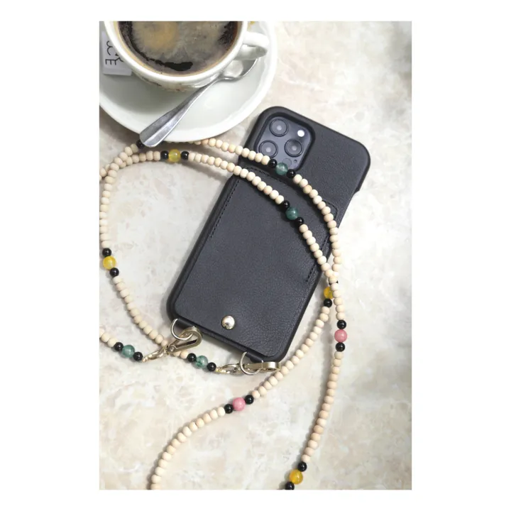 Arielle Wooden Bead Phone Strap | Pink- Product image n°1