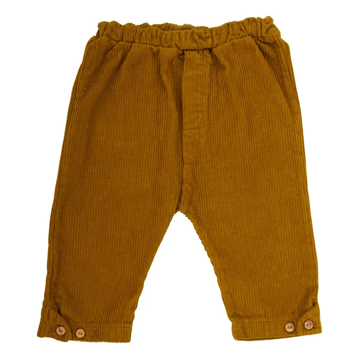 Pantaloni in velluto di cotone organico Caspar | Ocra- Immagine del prodotto n°4