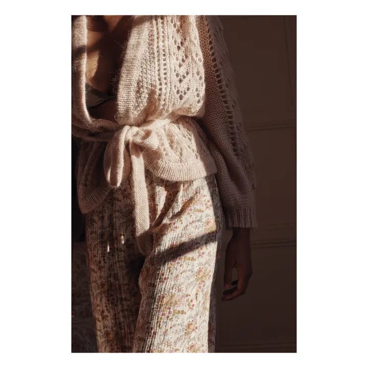 Pantaloni del pigiama, in garza di cotone bio, modello: Melycia - Collezione Donna  | Ecru- Immagine del prodotto n°4