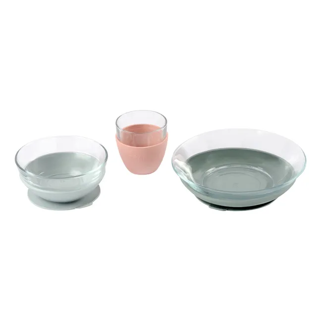 Contenitore per il pranzo in vetro - 3 pezzi | Rosa