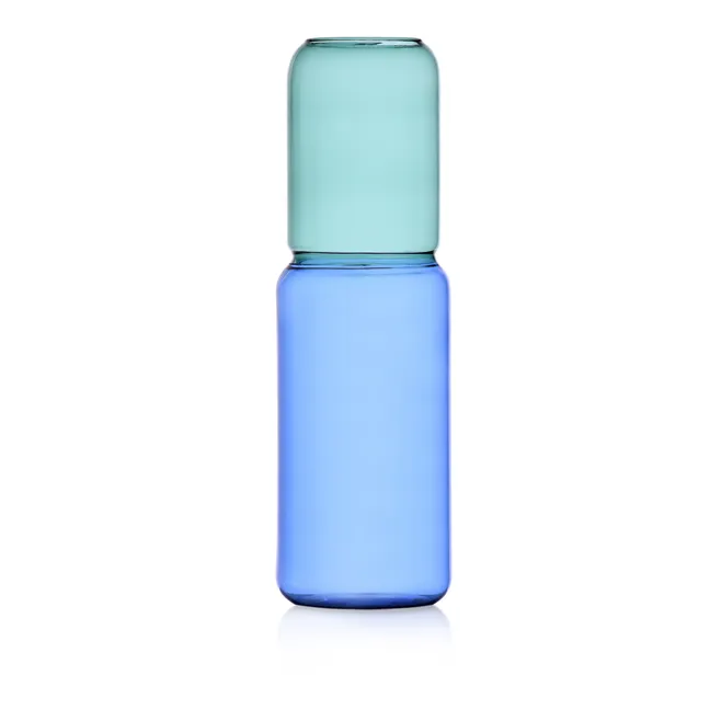 Vase bi-color en borosilicate 35 cm | Bleu pétrole