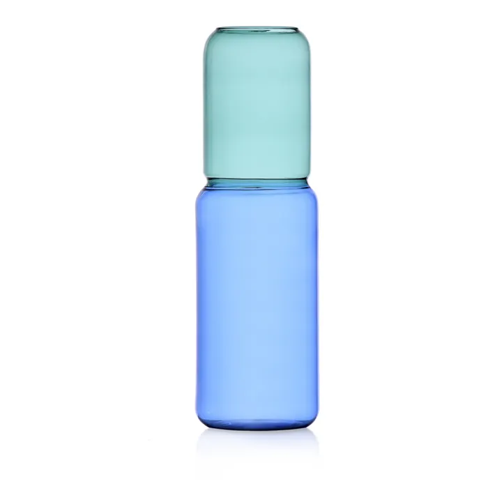Jarrón bicolor de borosilicato de 35 cm | Azul Petróleo- Imagen del producto n°0
