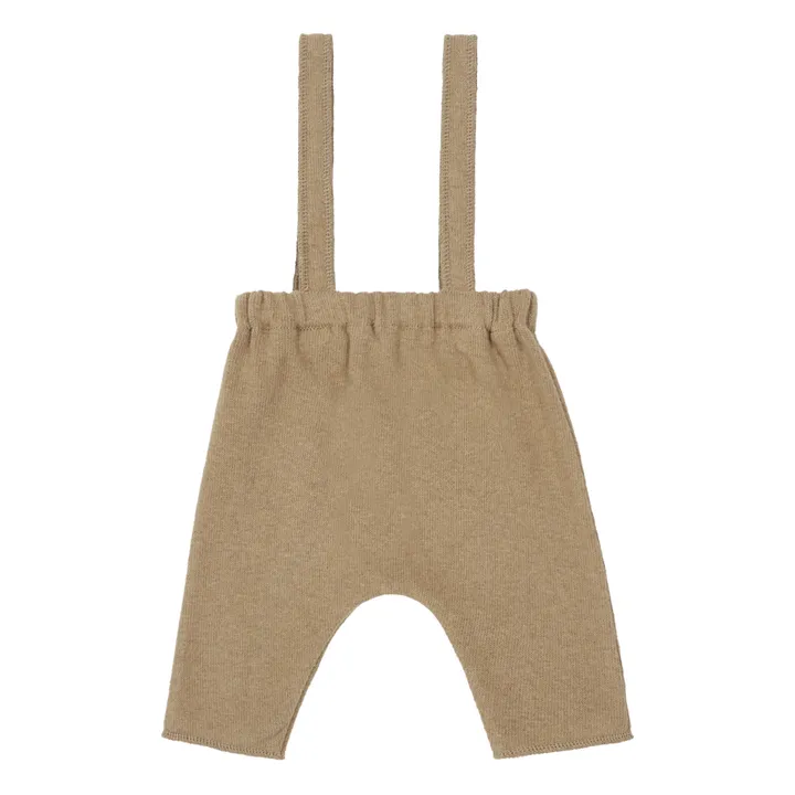 Pantalón sarouel con tirantes, de punto y con materiales reciclados | Camel- Imagen del producto n°1