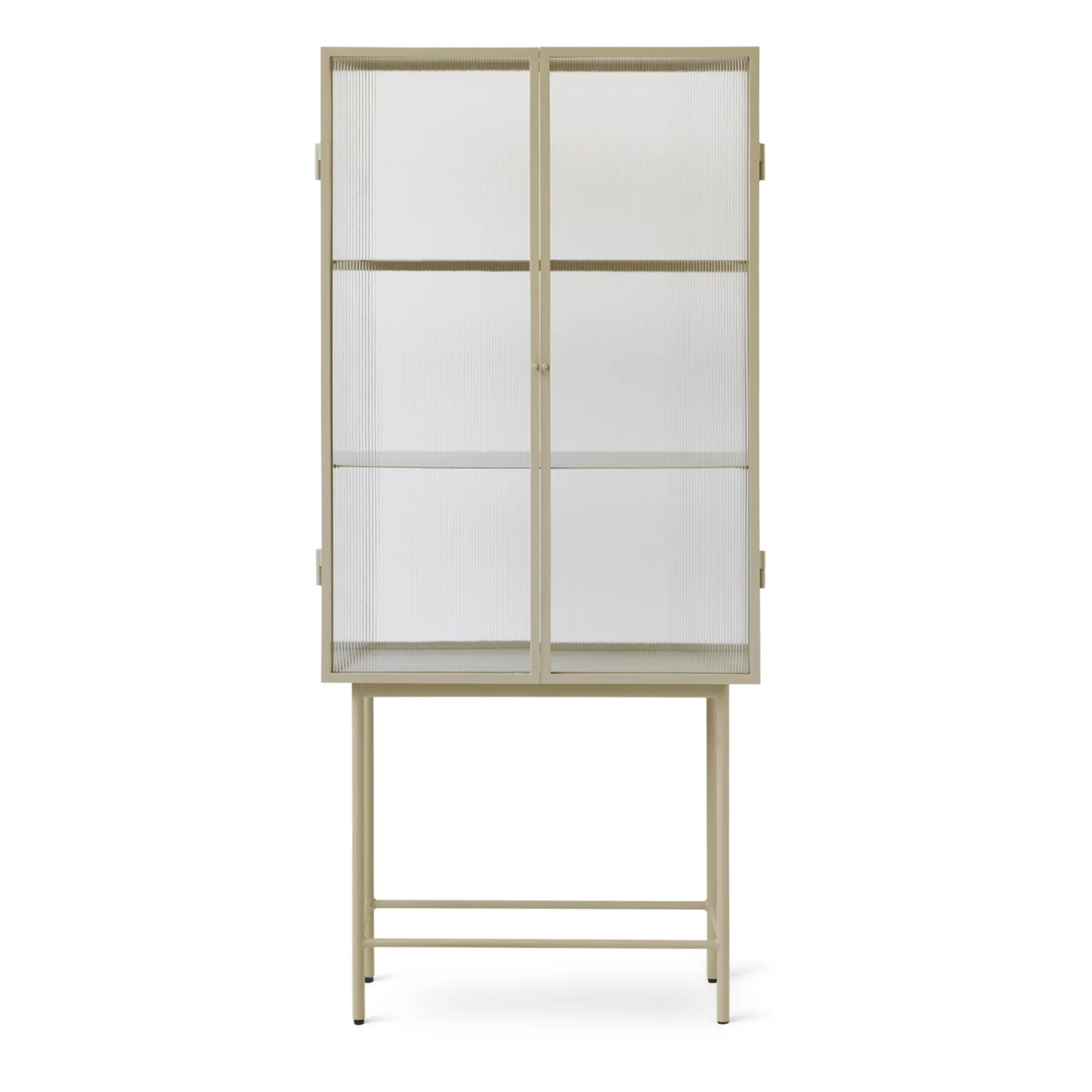 Ferm Living Beige Haze Ribbed Glass And Metal Sideboard