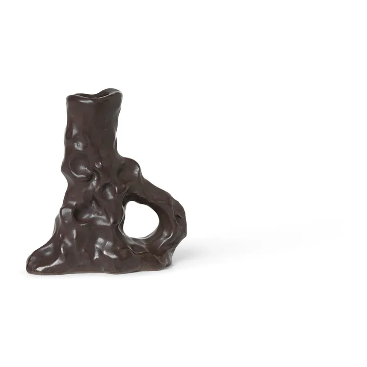 Dito Stoneware Single Candle Holder | Brown- Product image n°0