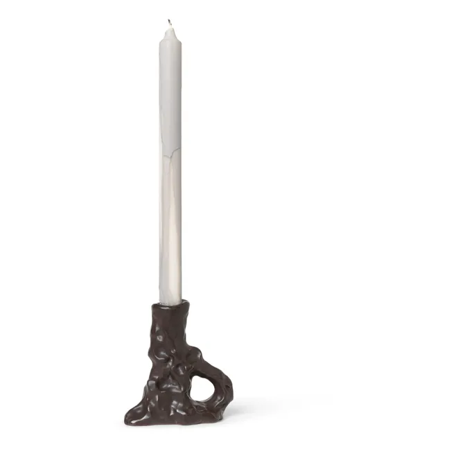 Dito Stoneware Single Candle Holder | Brown