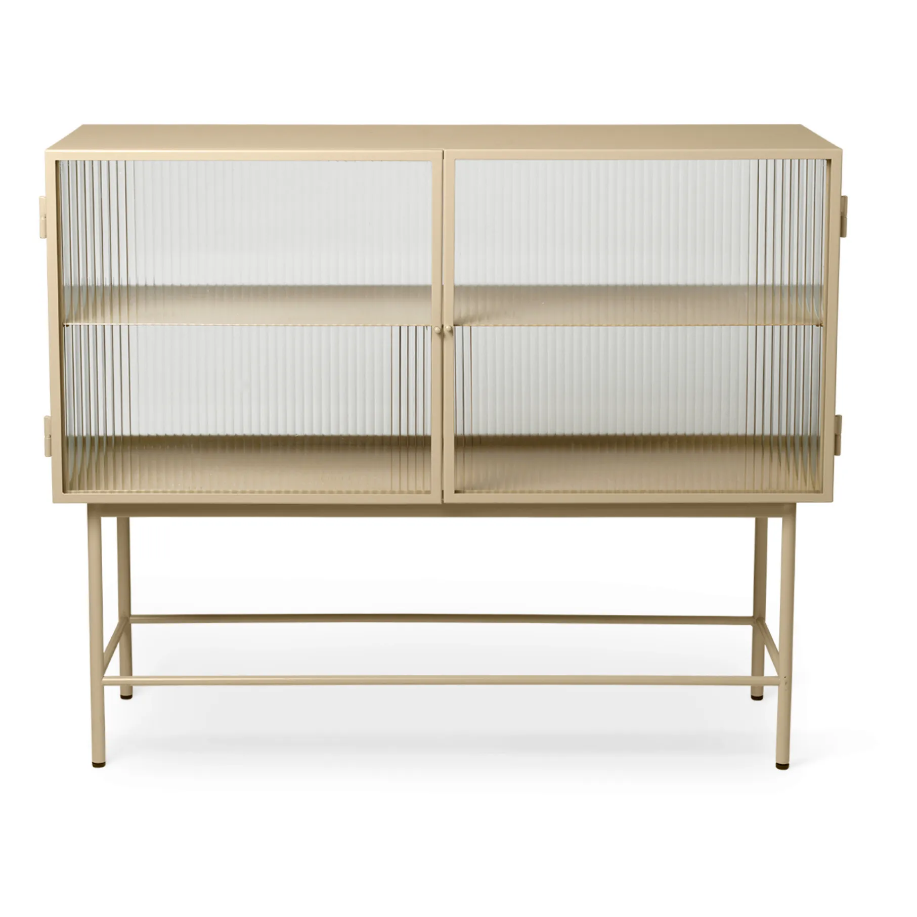 Ferm Living Beige Haze Ribbed Glass And Metal Sideboard