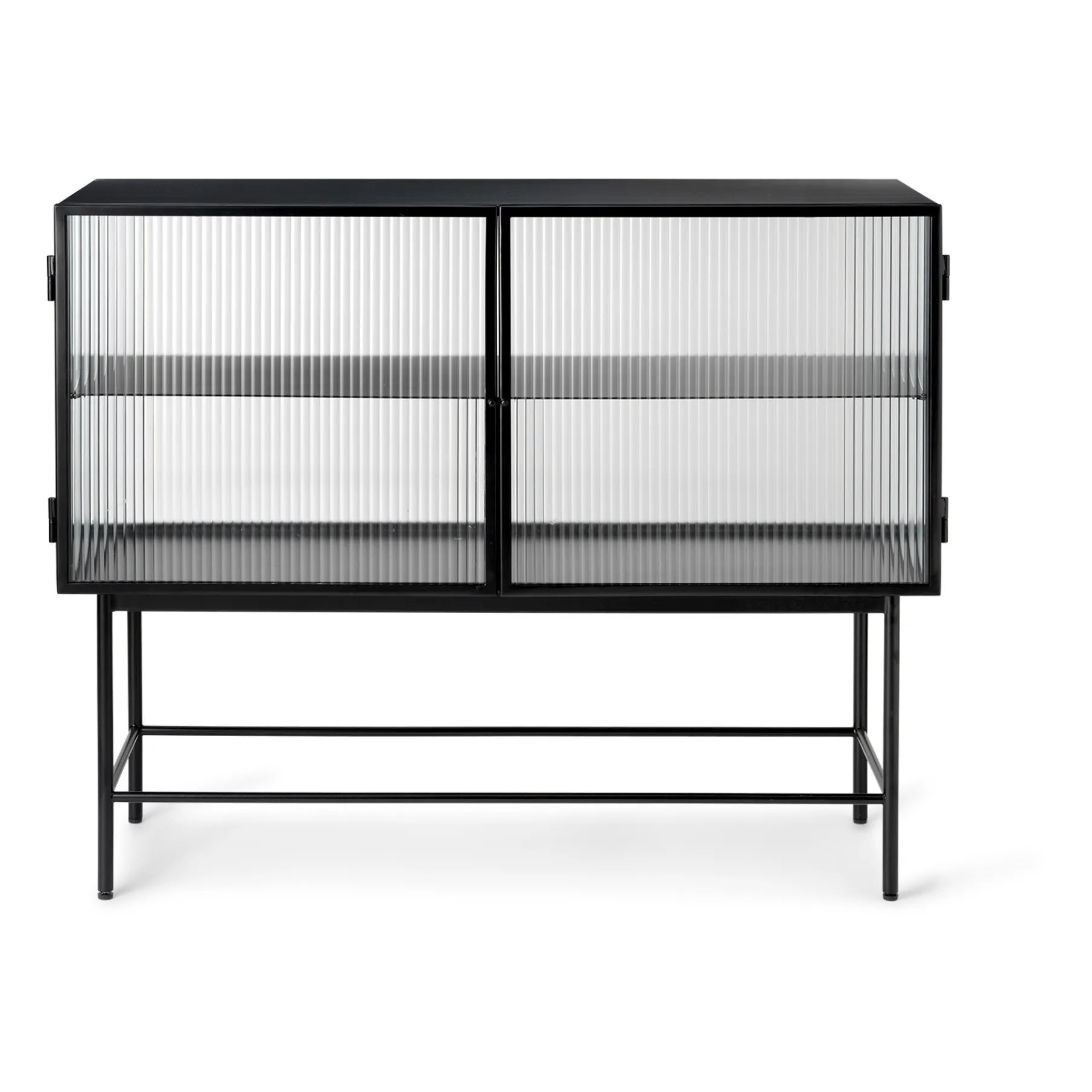 Ferm Living Black Haze Ribbed Glass And Metal Sideboard