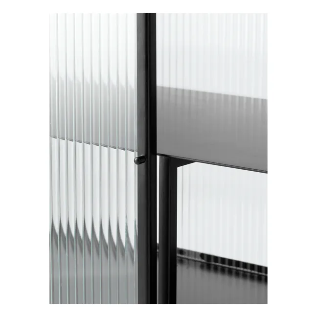 Haze Ribbed Glass and Metal Sideboard | Black