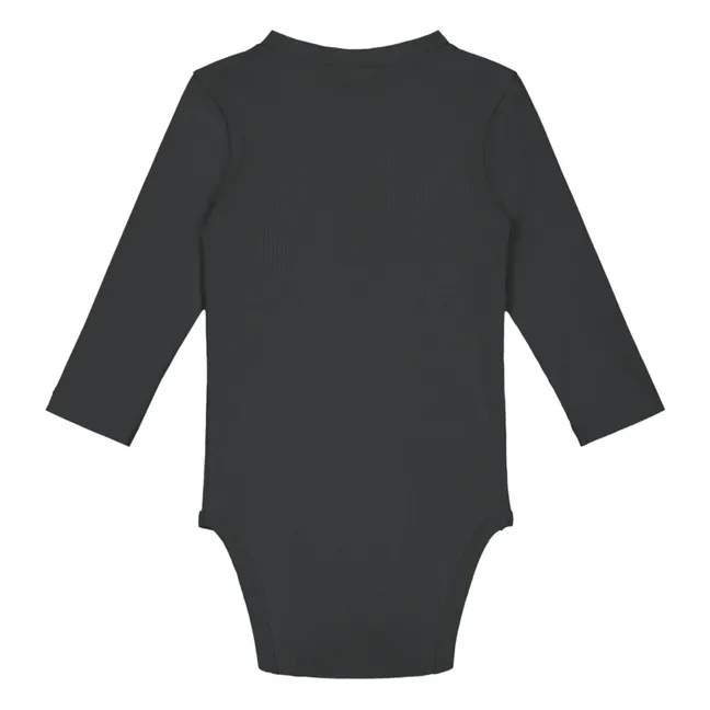 Henley Organic Cotton Bodysuit - Capsule Homewear  | Black