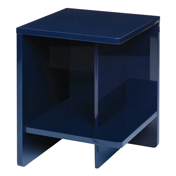 Table de chevet droite Tenna en bois laqué | Bleu marine- Image produit n°0