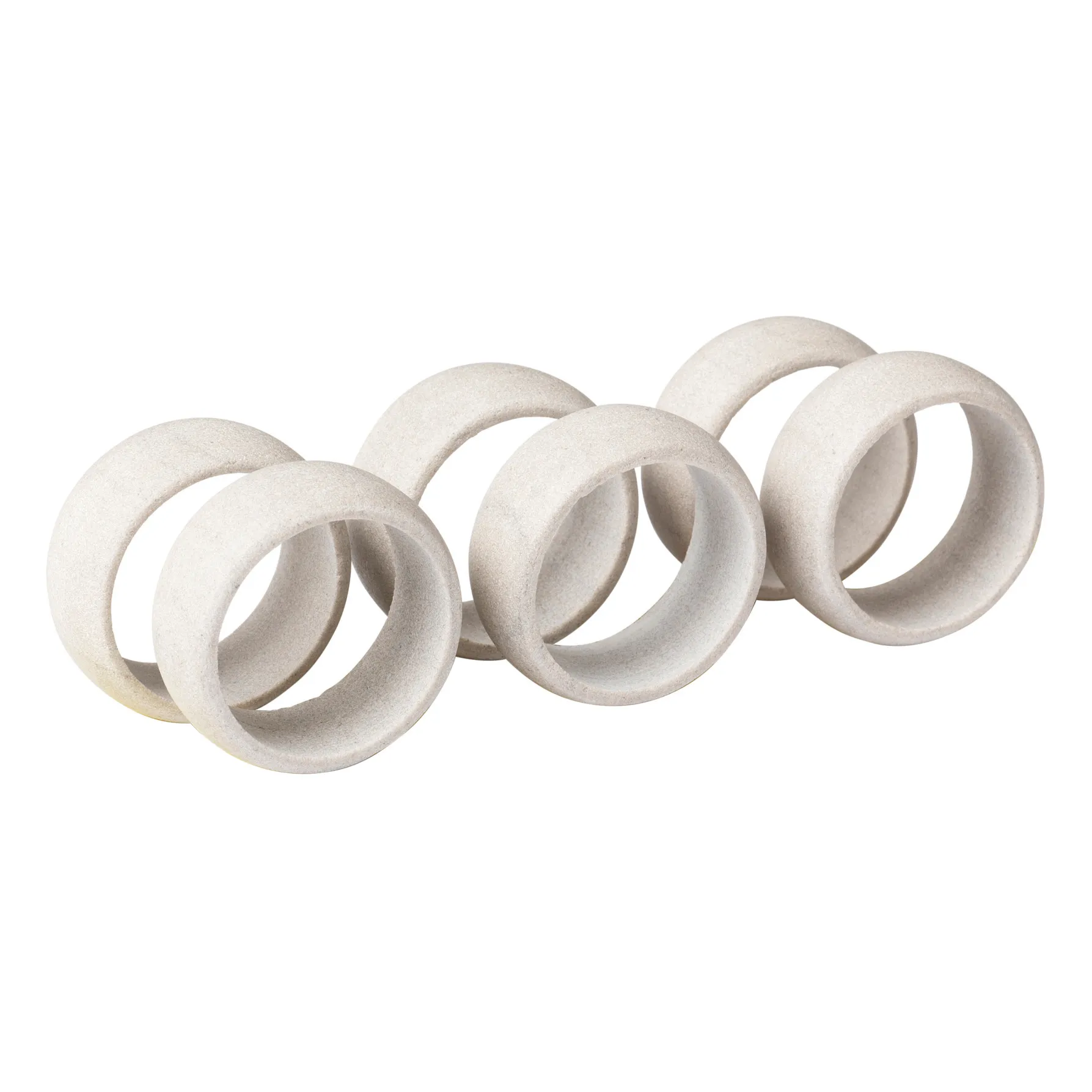 Broste Copenhagen White Stoneware Napkin Ring - Set Of 6