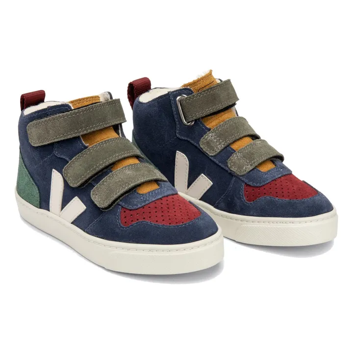 Veja Esplar High-Top Velcro Fur-Lined Suede Sneakers Navy blue