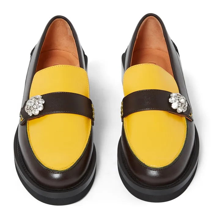 Diamanté Leather Loafers | Yellow- Product image n°4