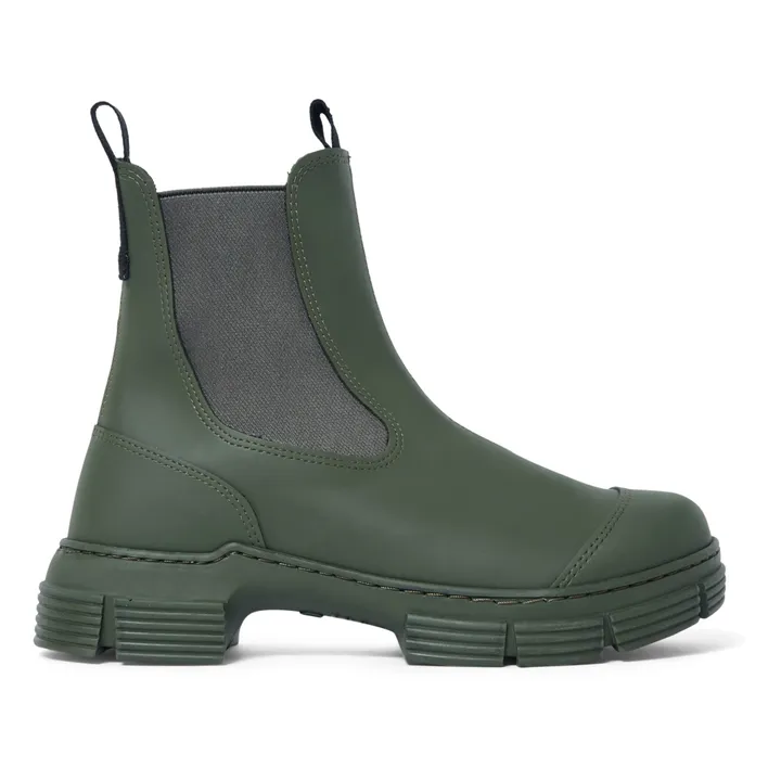 Chelsea Boots Basses Gomme Recyclée | Vert kaki- Image produit n°0