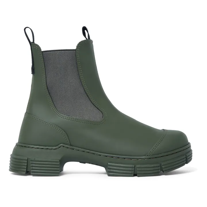 Ganni - Recycled Rubber Low-Top Chelsea Boots - Khaki