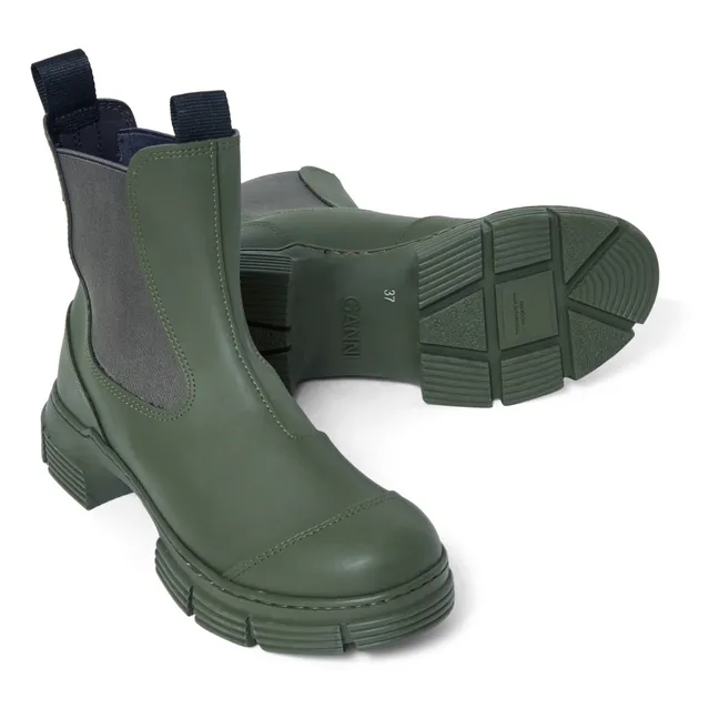 Chelsea Boots Basses Gomme Recyclée | Vert kaki