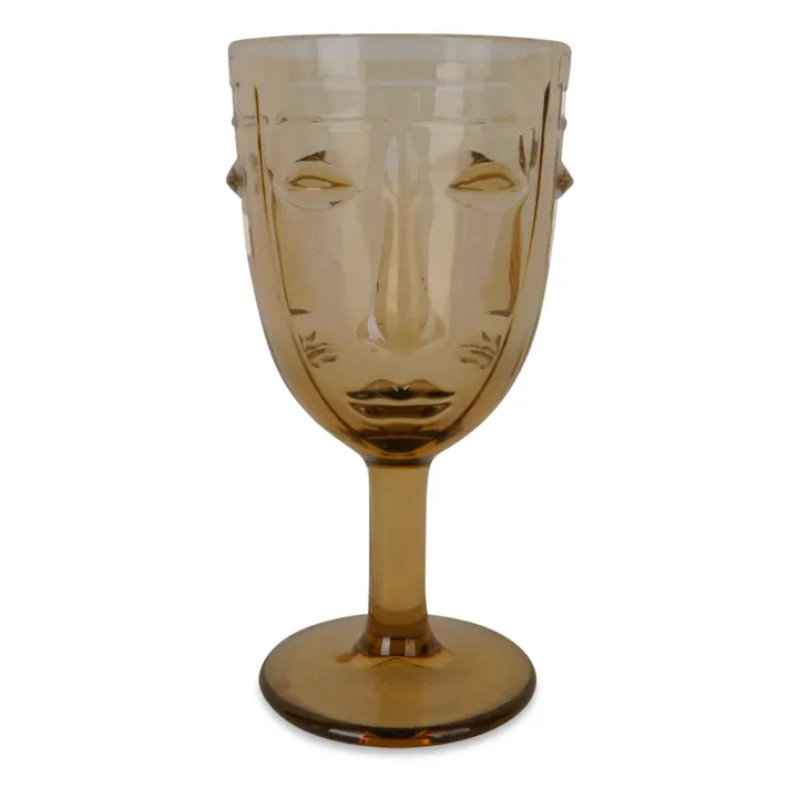 Face Stemmed Glass | Amber- Product image n°0