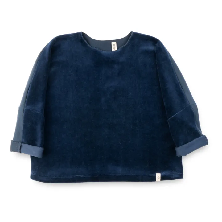 Ayden Organic Cotton Velvet Sweatshirt | Midnight blue- Product image n°0