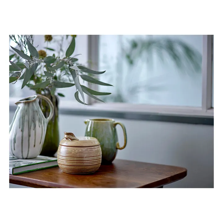 Vase Link aus Steingut | Grün- Produktbild Nr. 1