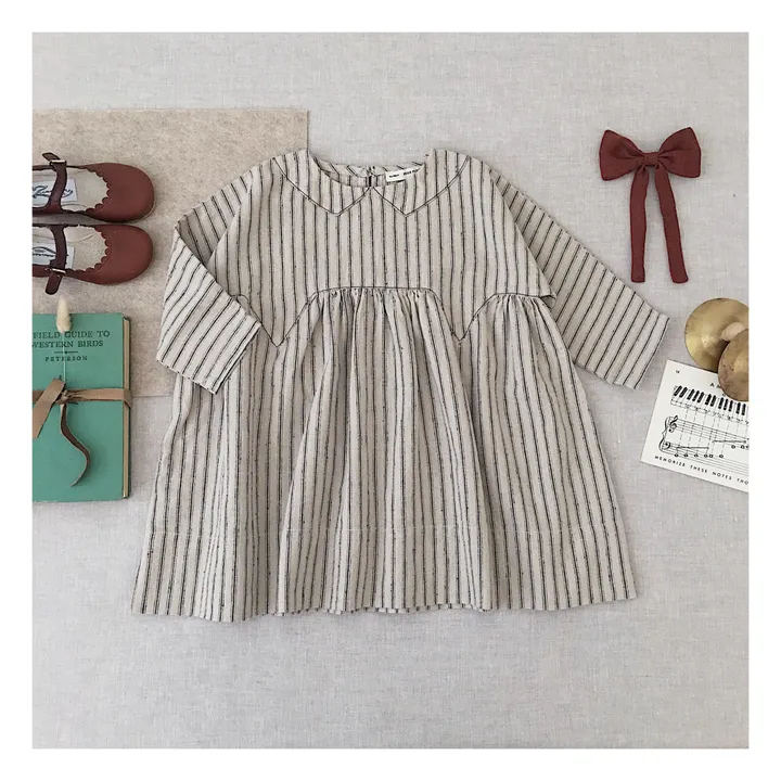 Gestreiftes-Kleid aus Leinen und Baumwolle Millie | Seidenfarben- Produktbild Nr. 6