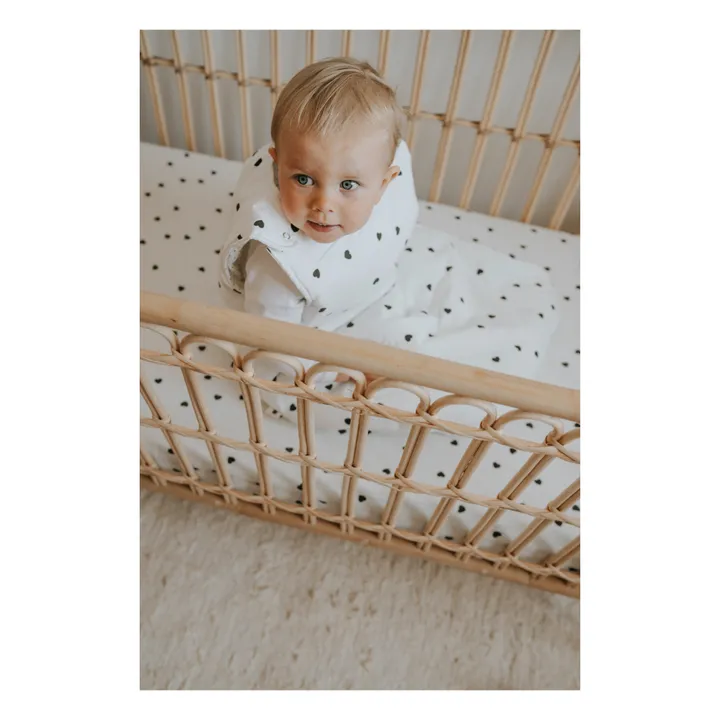 Olivia Hearts Fitted Sheet | Ecru- Product image n°1