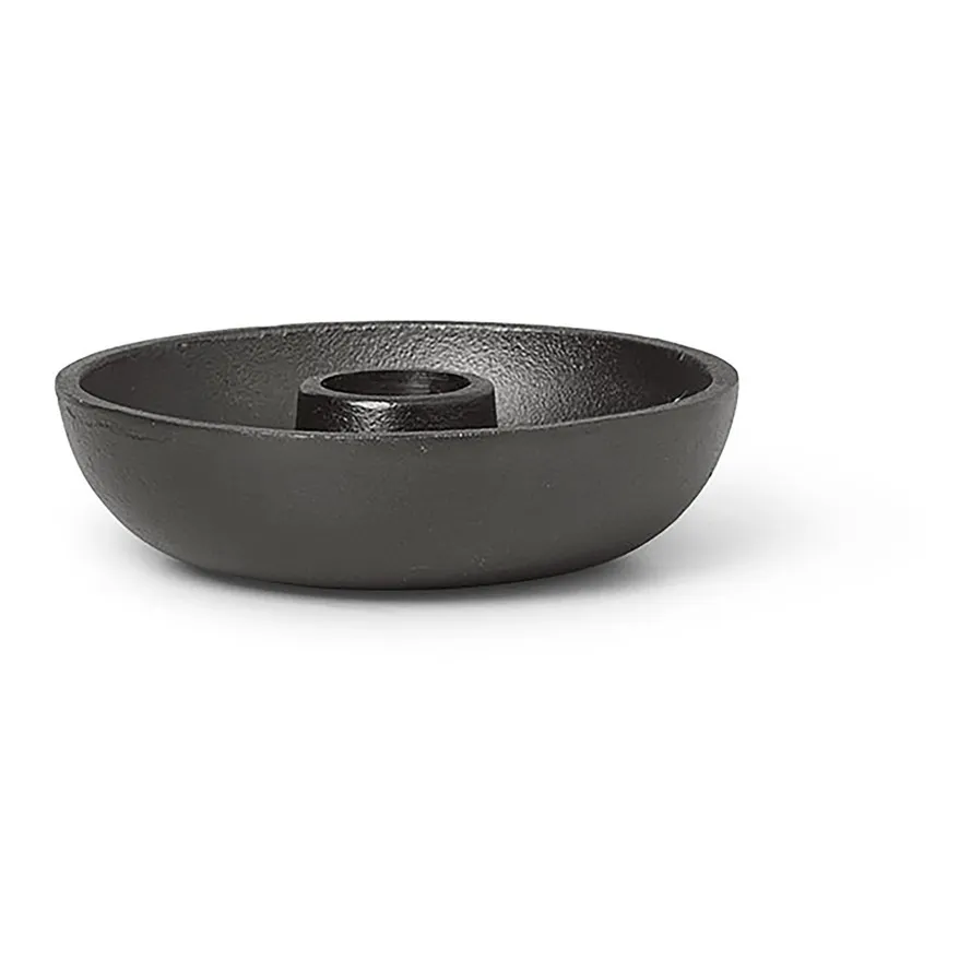 Ferm Living Black Bowl Recycled Aluminium Candle Holder