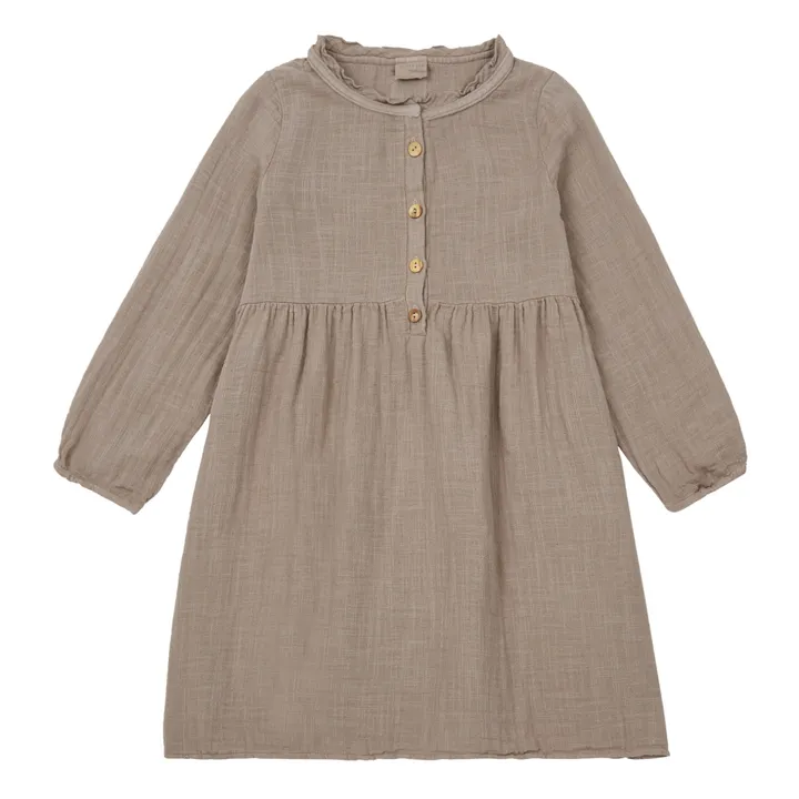 Vermont Organic Cotton Muslin Dress | Taupe brown- Product image n°0