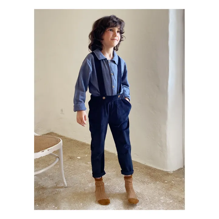 Trägerhose Samt Gabriel | Nachtblau- Produktbild Nr. 1