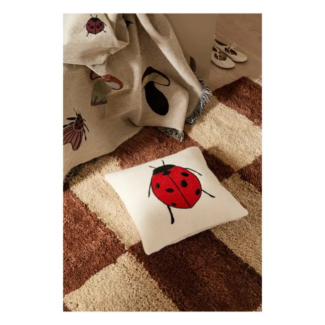 Embroidered Ladybird Cushion