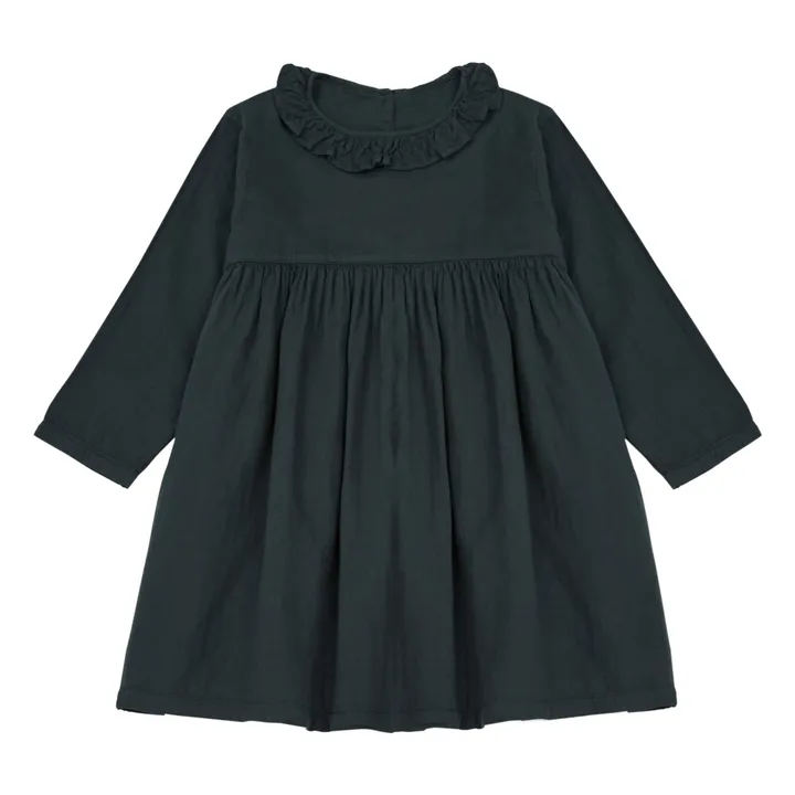 Vestido de doble gasa de algodón Campanule | Negro- Imagen del producto n°0
