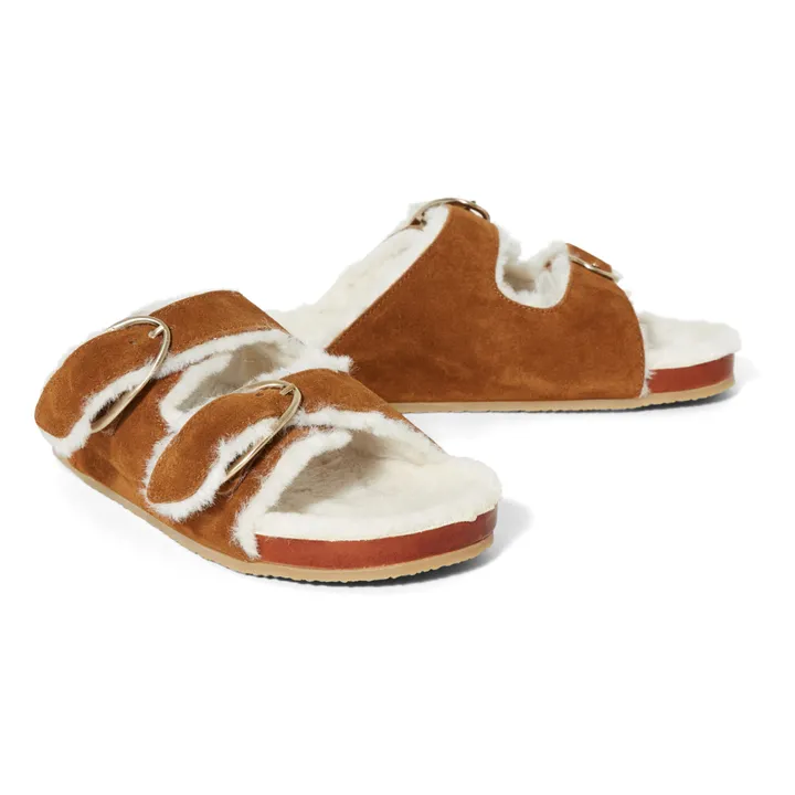 Sandalias forradas de piel de ante Fussbet | Caramelo- Imagen del producto n°2