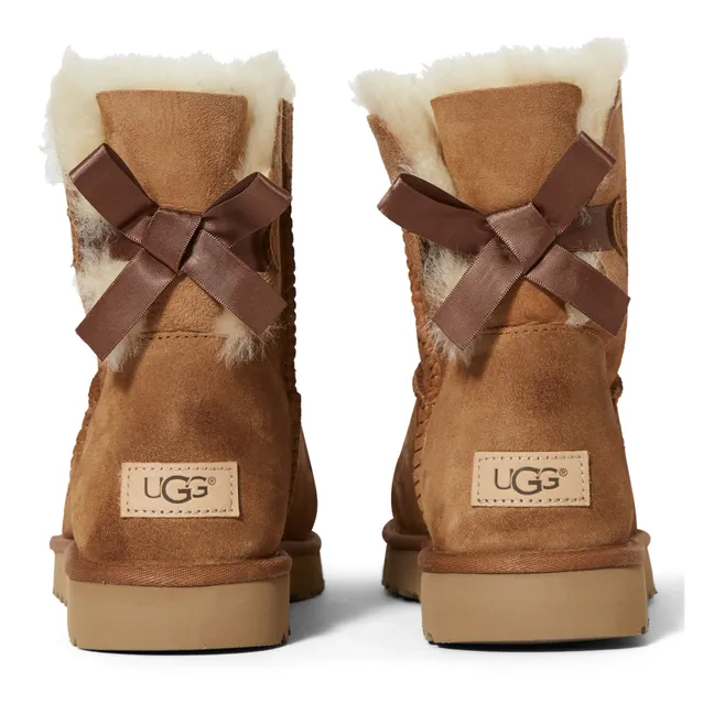Mini Bailey Bow II Fur Lined Suede Bow Boots | Camel