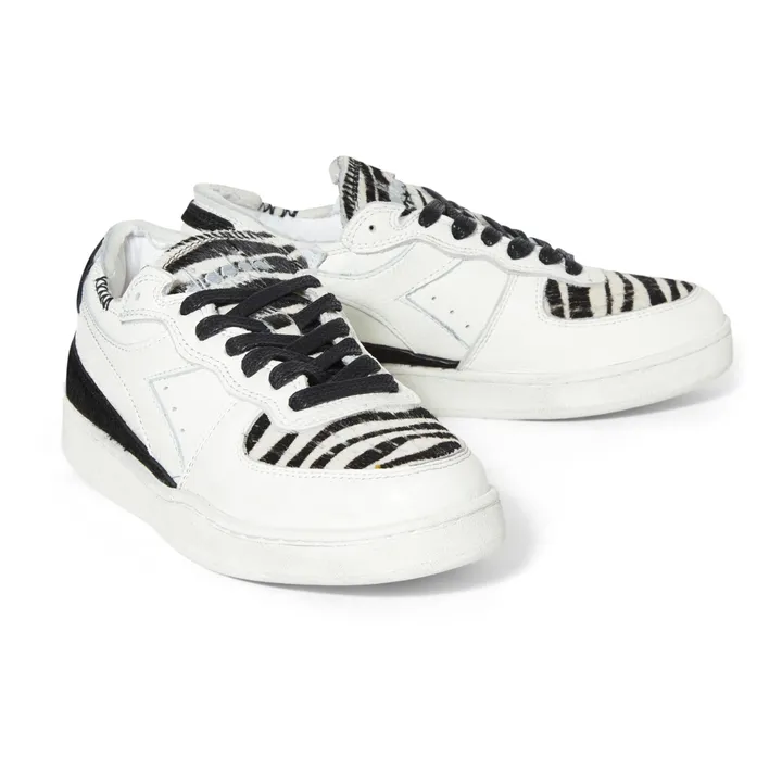 Zebra Lace-Up Sneakers | White- Product image n°1