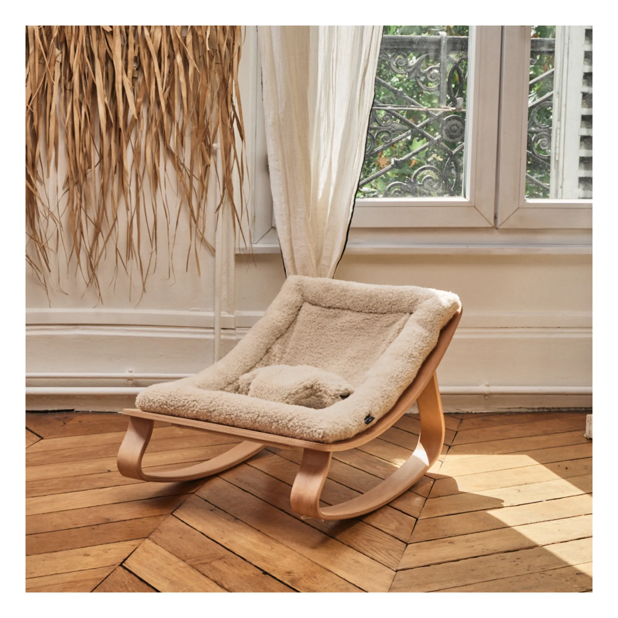 Levo Beech Wood Baby Bouncer | Ecru- Product image n°1