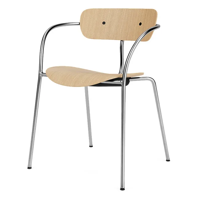 Pavilion AV2 Stuhl mit Armlehnen, Gestell verchromt - 2er-Set | Eiche