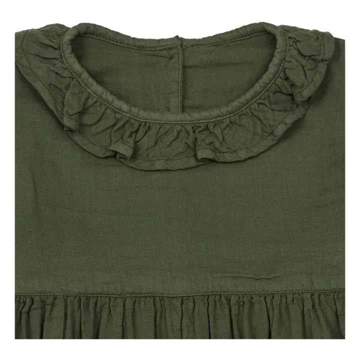 Vestido de doble gasa de algodón Campanule | Verde- Imagen del producto n°1
