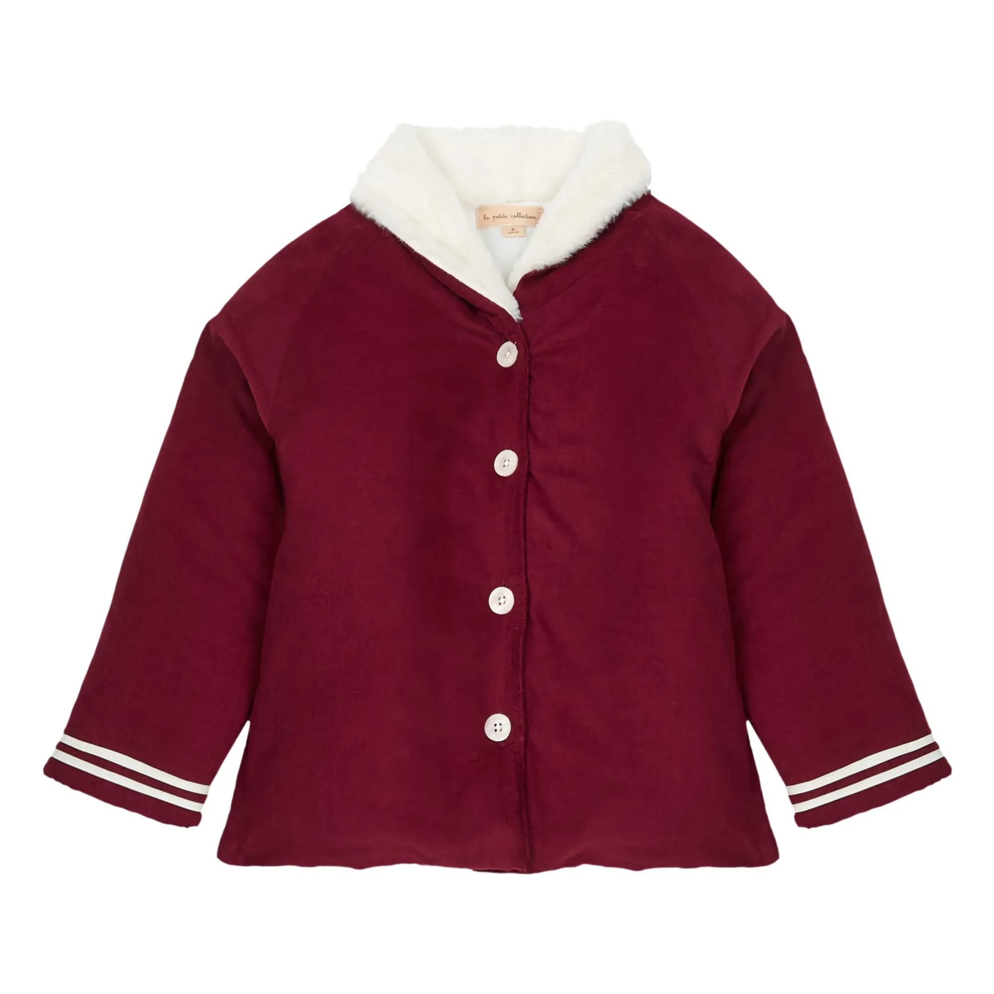 La Petite Collection Burgundy Shawl Organic Cotton Velvet Coat