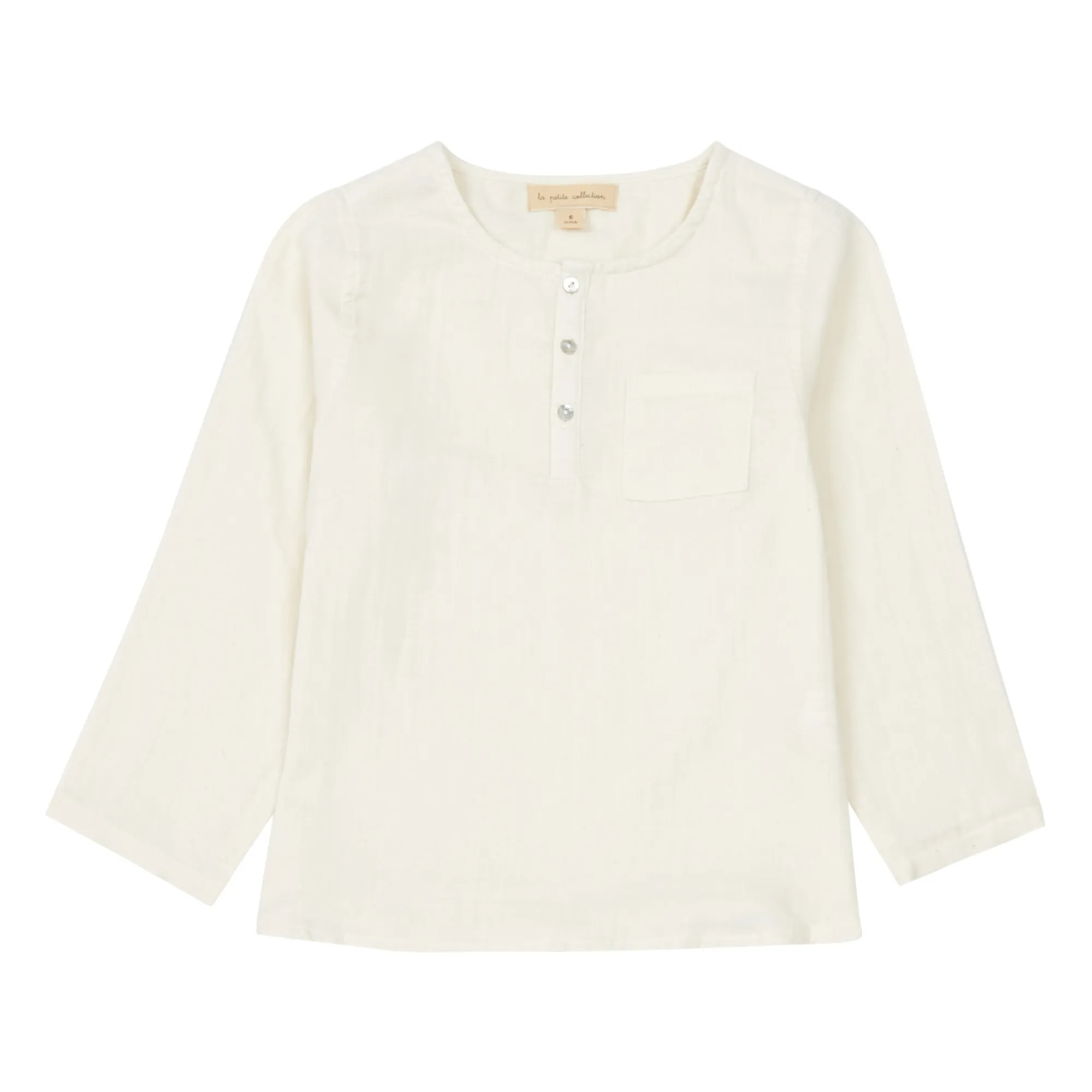 La Petite Collection Ecru Organic Cotton Muslin Kurta Shirt