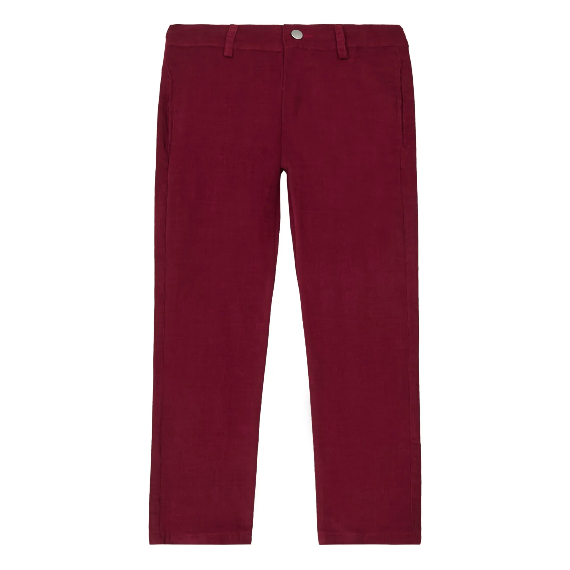 La Petite Collection Burgundy Retro Organic Cotton Velvet Trousers