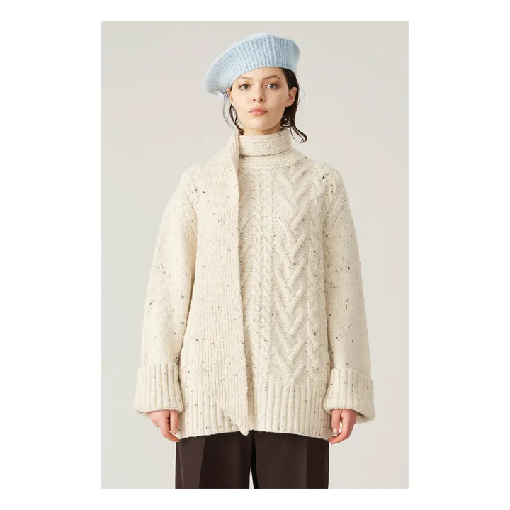 Maglione intrecciato in lana e alpaca | Beige color naturale- Immagine del prodotto n°1