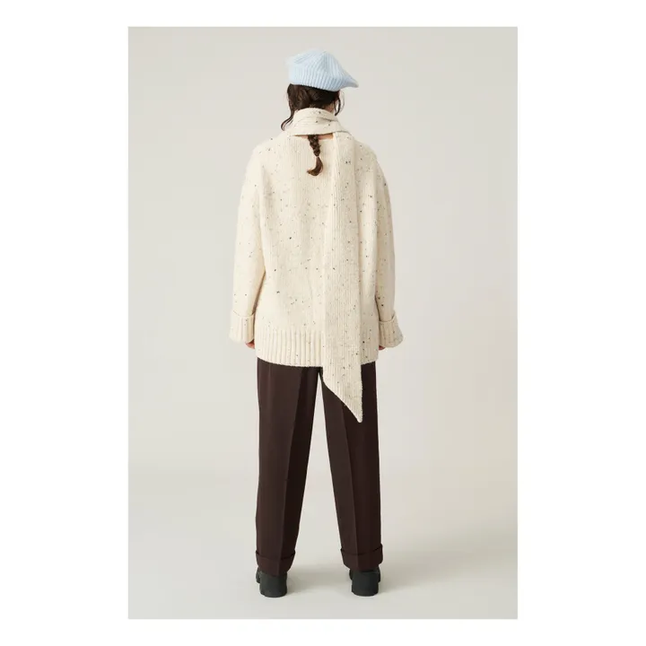 Cable Knit Wool and Alpaca Jumper | Heather beige- Product image n°3