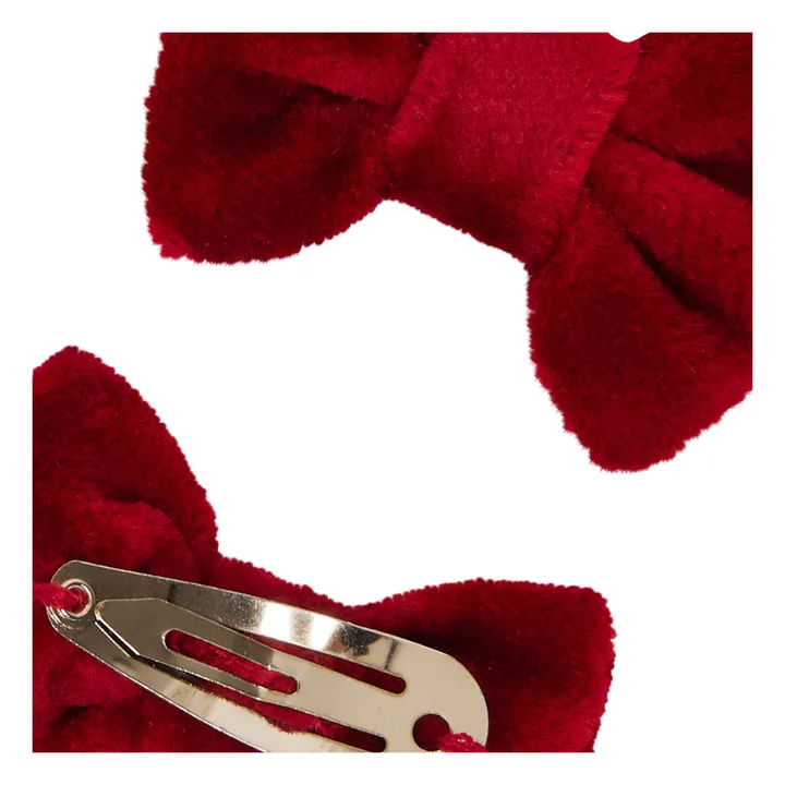 Set of 2 Minichic Velvet Hair Slides - Christmas Collection  | Red- Product image n°1