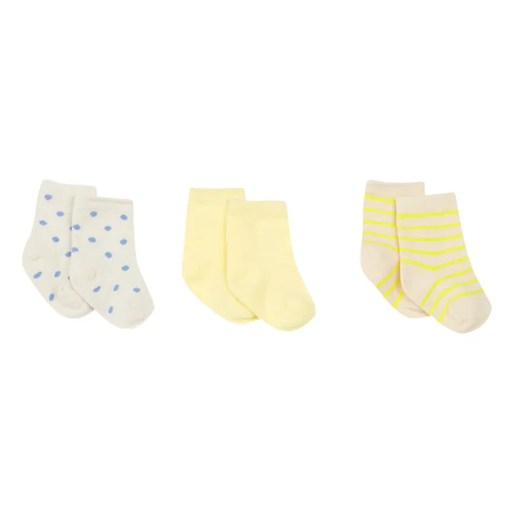 Socken Rib Bio-Baumwolle 3er-Pack | Gelb- Produktbild Nr. 0
