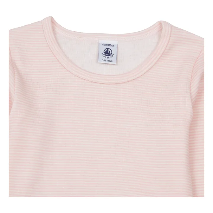 T-Shirt Rayé Laine et Coton  | Rose pâle- Image produit n°1